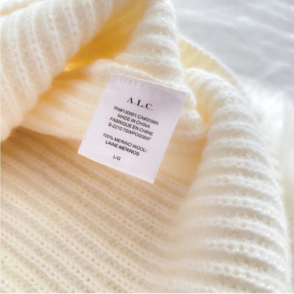A.L.C Helena Merino Wool Sweater Mock High Neck Cream Women’s Large NEW - Picture 10 of 14